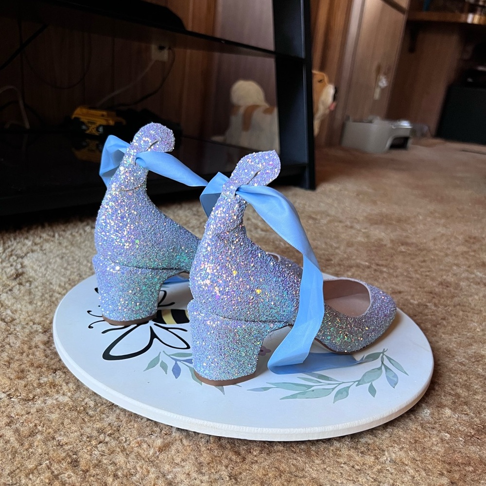Women’s Free People iridescent glitter block heel shoes size 9. - Picture 16 of 17